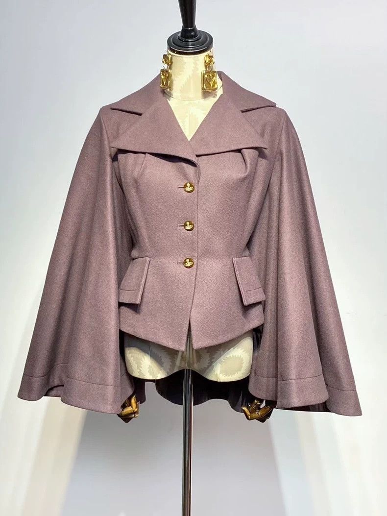 Vivienne Westwood Vivienne Westwood Grayish-purple cloak-style wool coat Size M / US 6-8 / IT 42-44 - 6 Thumbnail
