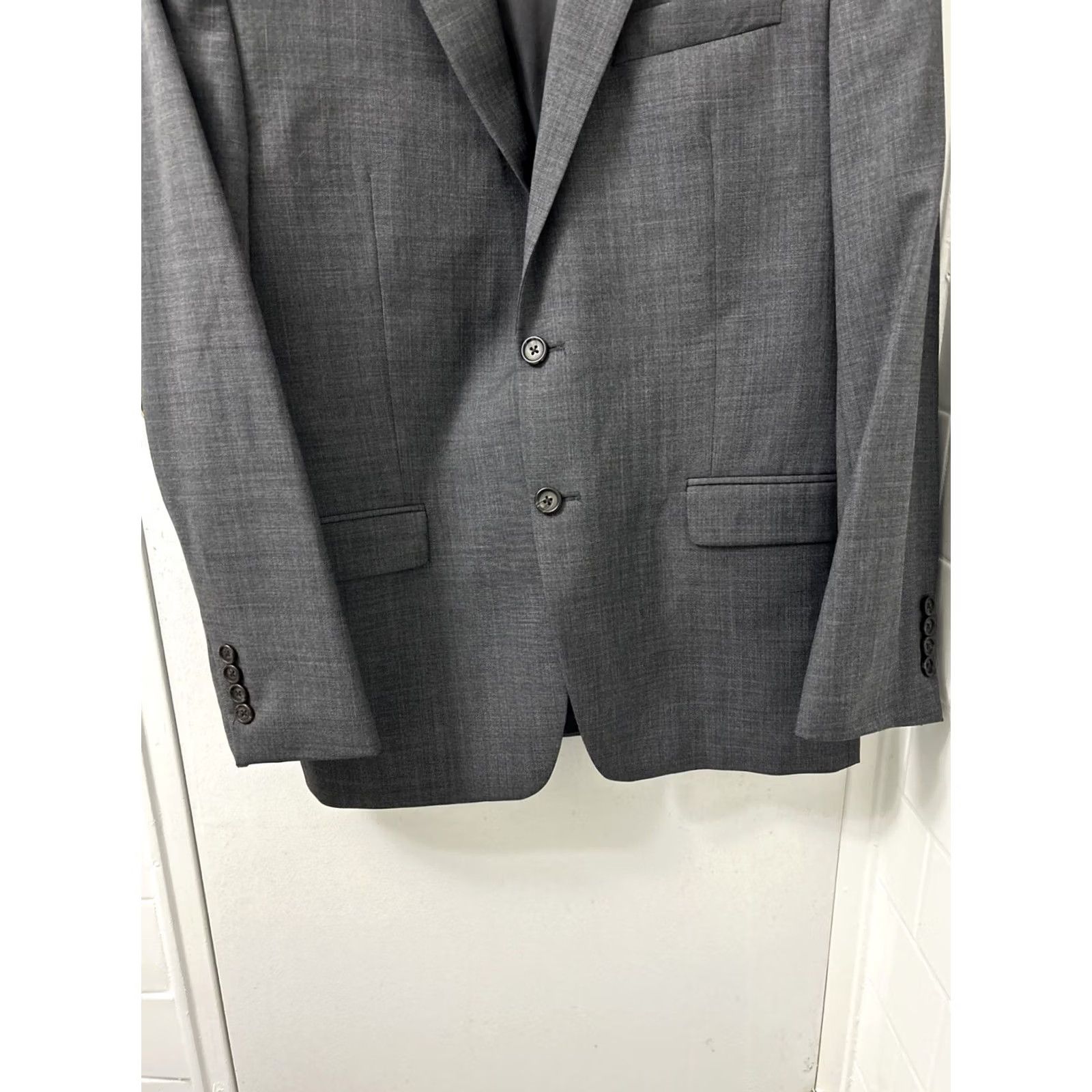 Ralph Lauren Lauren Ralph Lauren Blazer Mens 42R Gray 100% Wool-Laine Two-Button Notch Lapel Regular Fit Solid Jacket Coat Cardigan? Size 42R - 3 Thumbnail