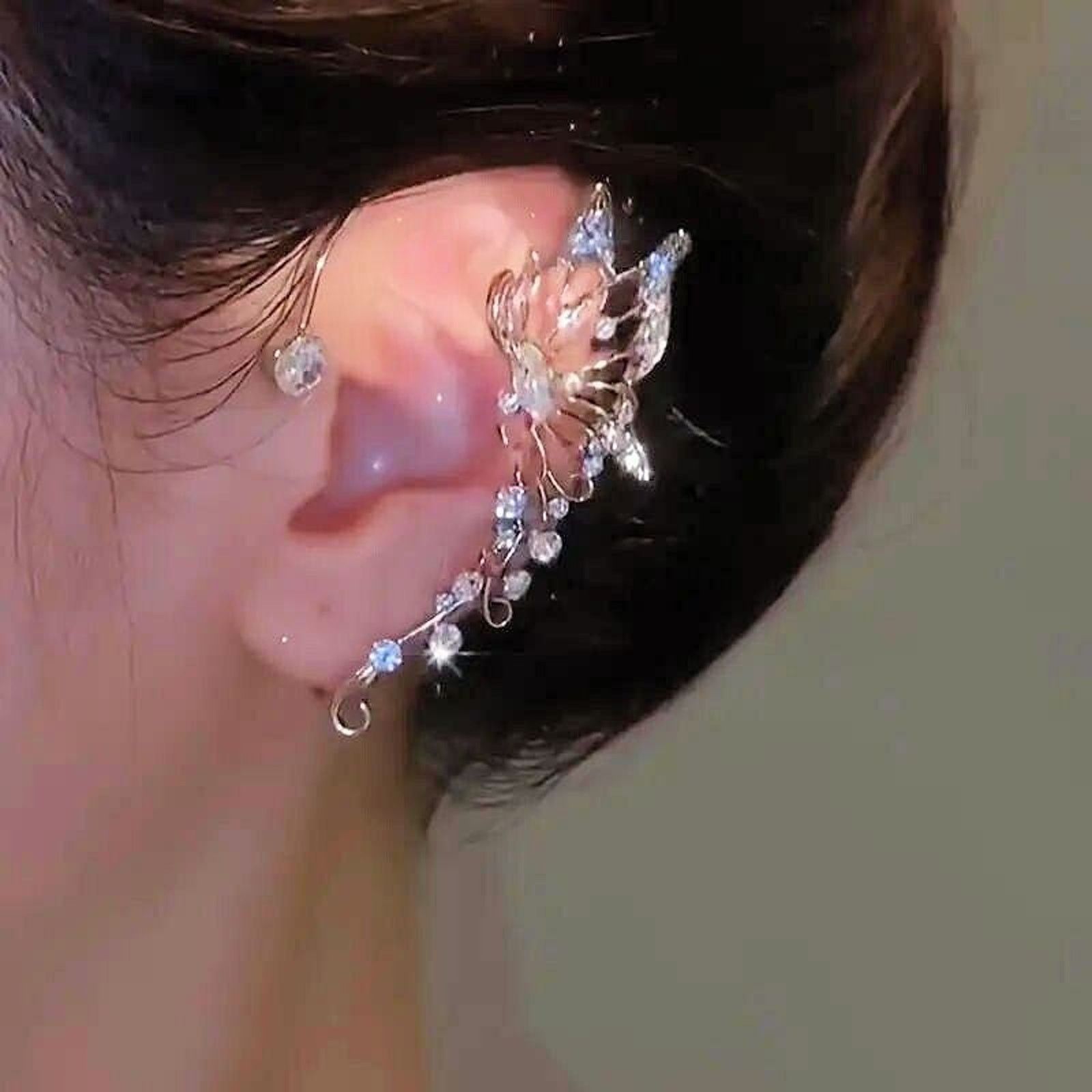 Other Butterfly Earrings • Wrap-Around Over Ear •Zircon • Left Ear Size ONE SIZE - 2 Thumbnail