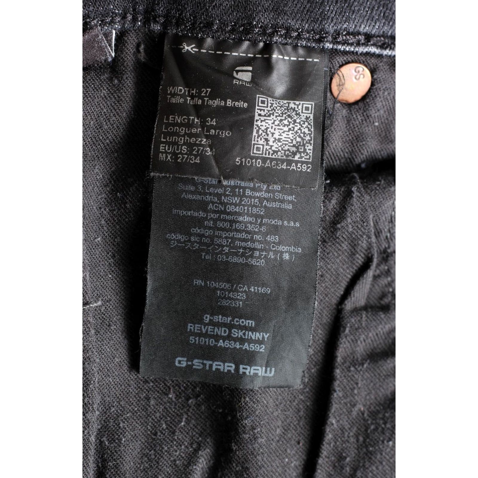 G-Star G-STAR REVEND SKINNY Stretch Jeans Men W27 L34 DZ7821 Grey Denim Slim 5-Pocket Design Zip Closure Mid Rise 27/34 Regular Size Size US 27 - 7 Thumbnail