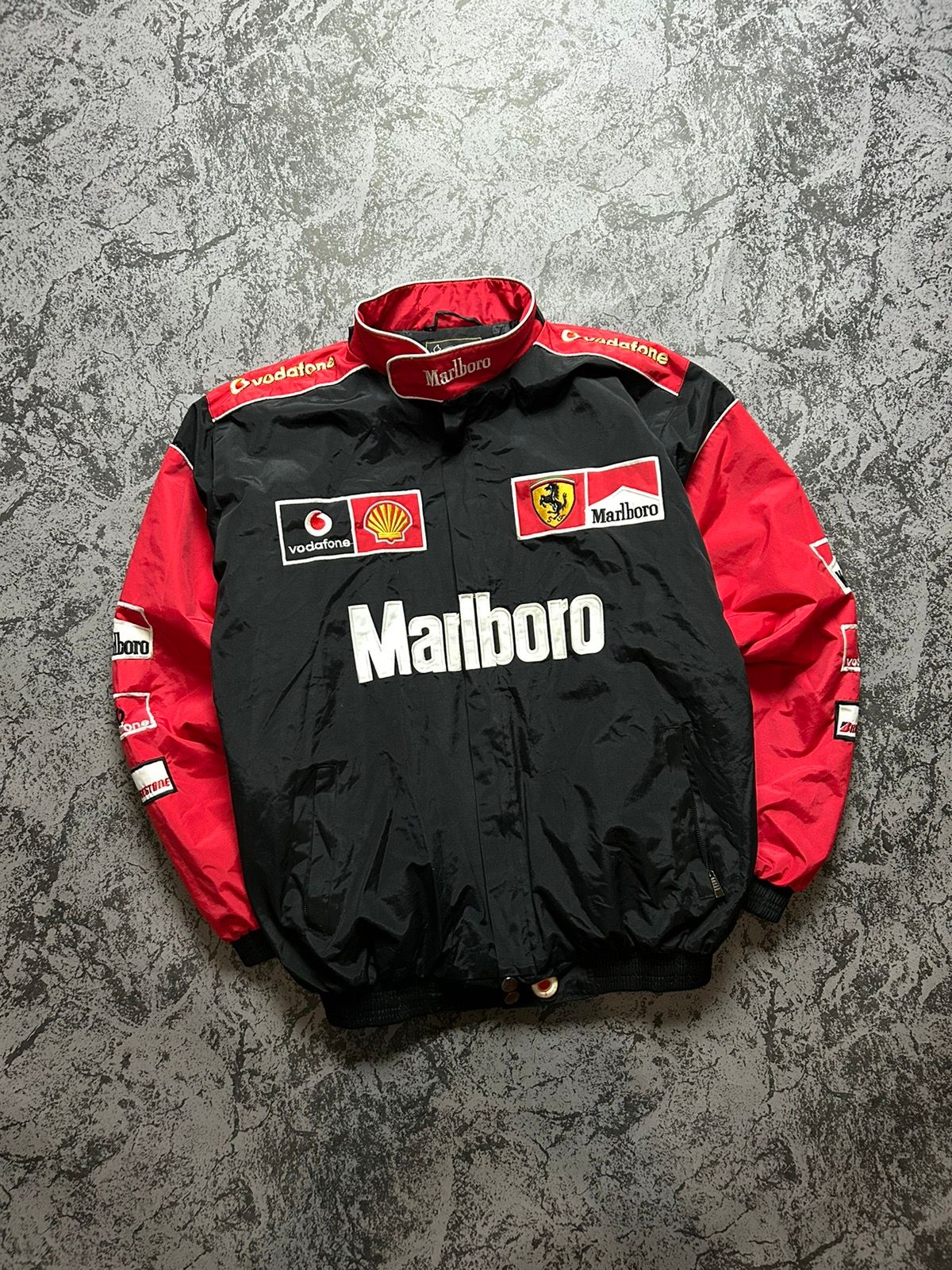 Pre-owned Ferrari X Marlboro Vintage Racing Jacket Marlboro Ferarri F1 Big Logo 90's In Black