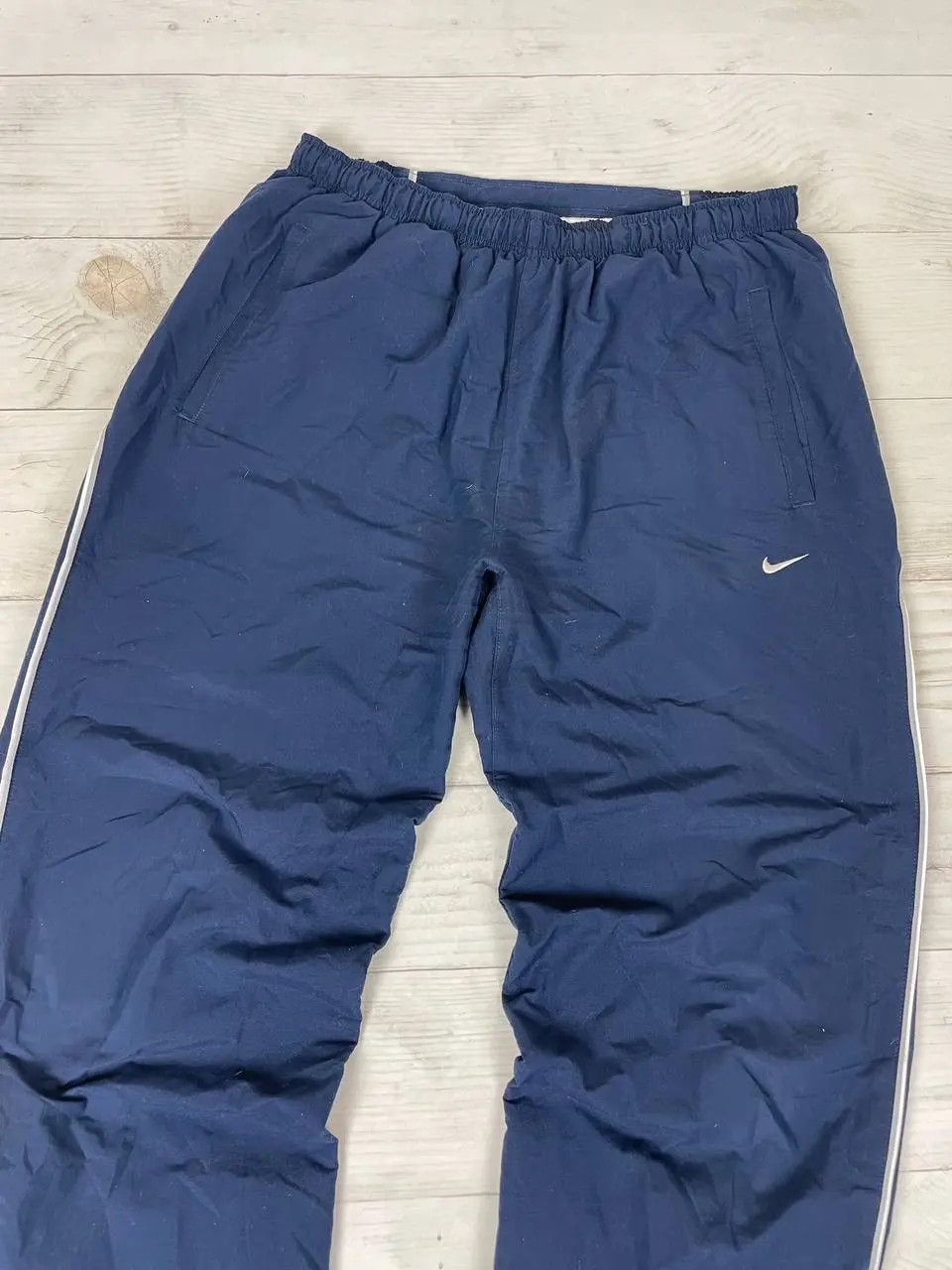 Nike Vintage Nike Track Pants 00s Striped Nylon Swoosh Y2K Baggy Size US 34 / EU 50 - 3 Thumbnail