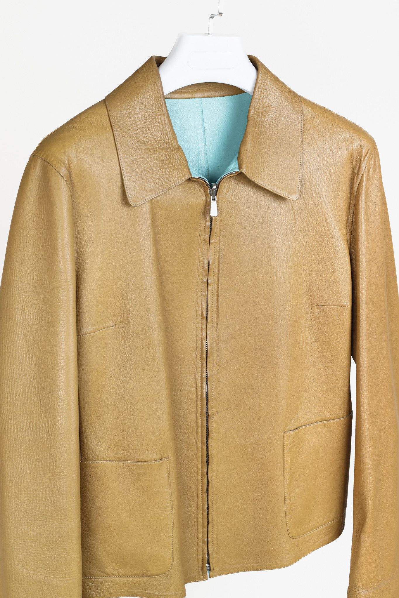 Loro Piana Loro Piana Tan Turquoise Reversible Leather Jacket Size L / US 10 / IT 46 - 5 Thumbnail
