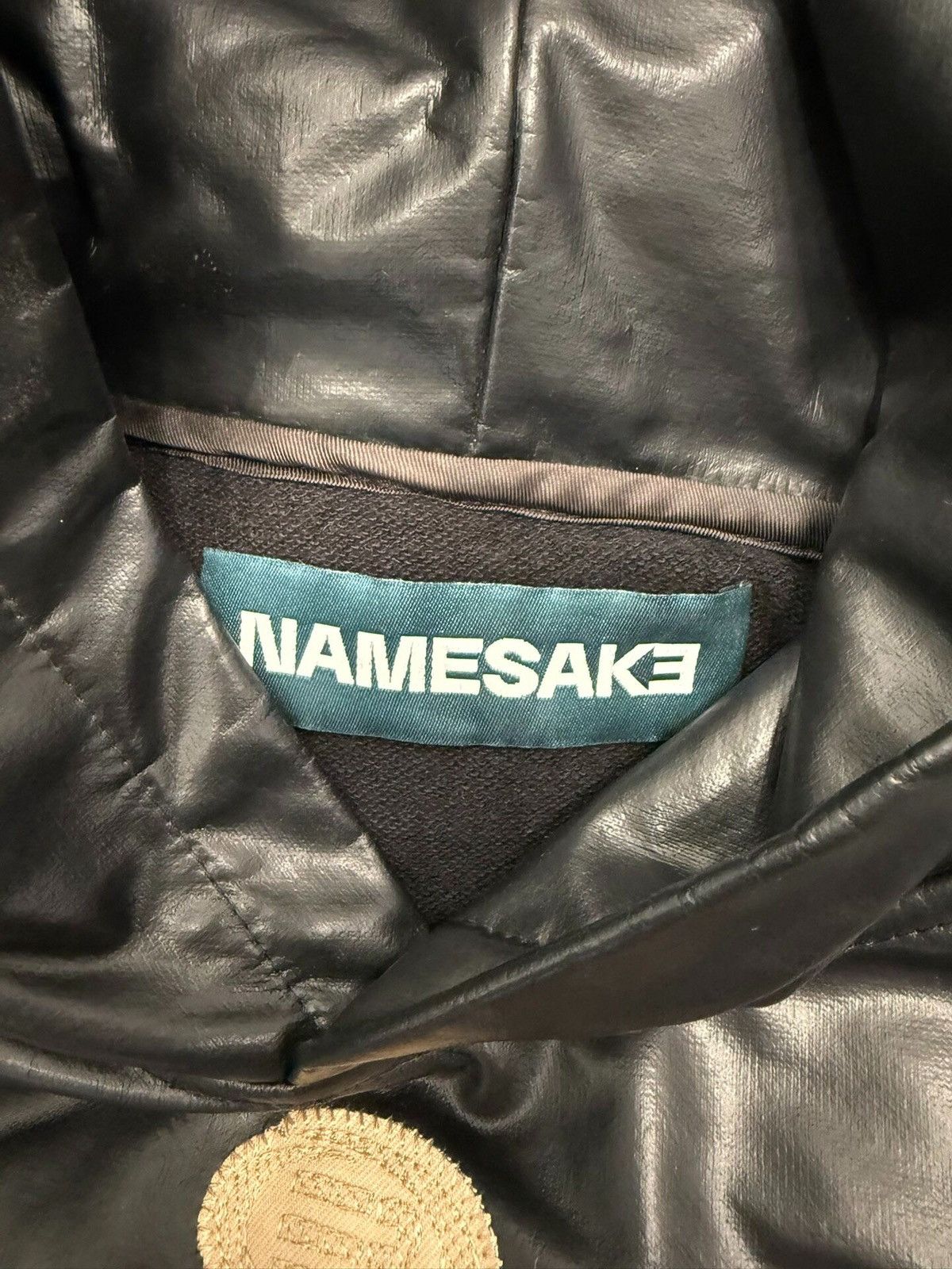 Namesake Black Faux‑leather Hooded Vest Bbbb11, Men's — image 2 of 6