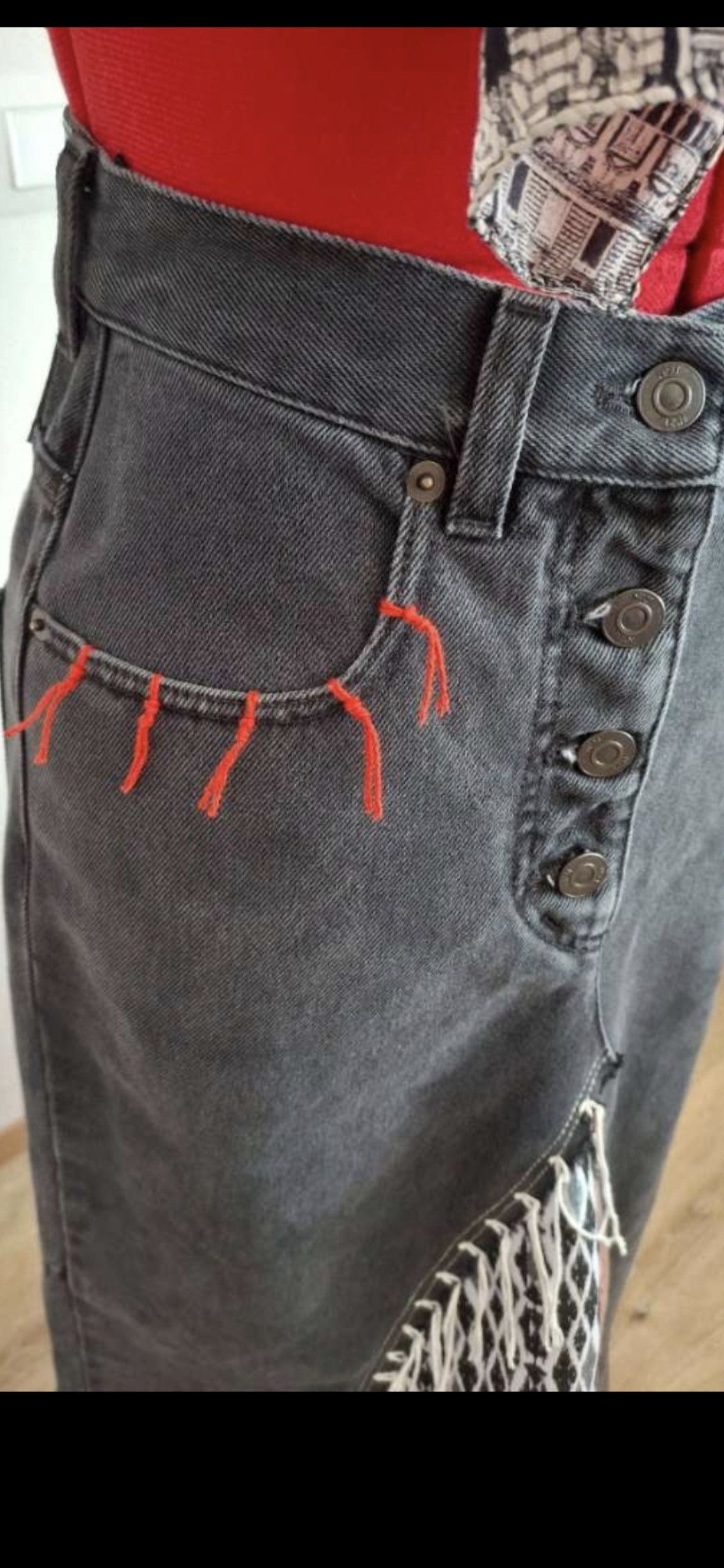 N21 Reworked Denim Maxi Skirt – Upcycled from N°21 Size 25" / US 0 / IT 36 - 5 Thumbnail