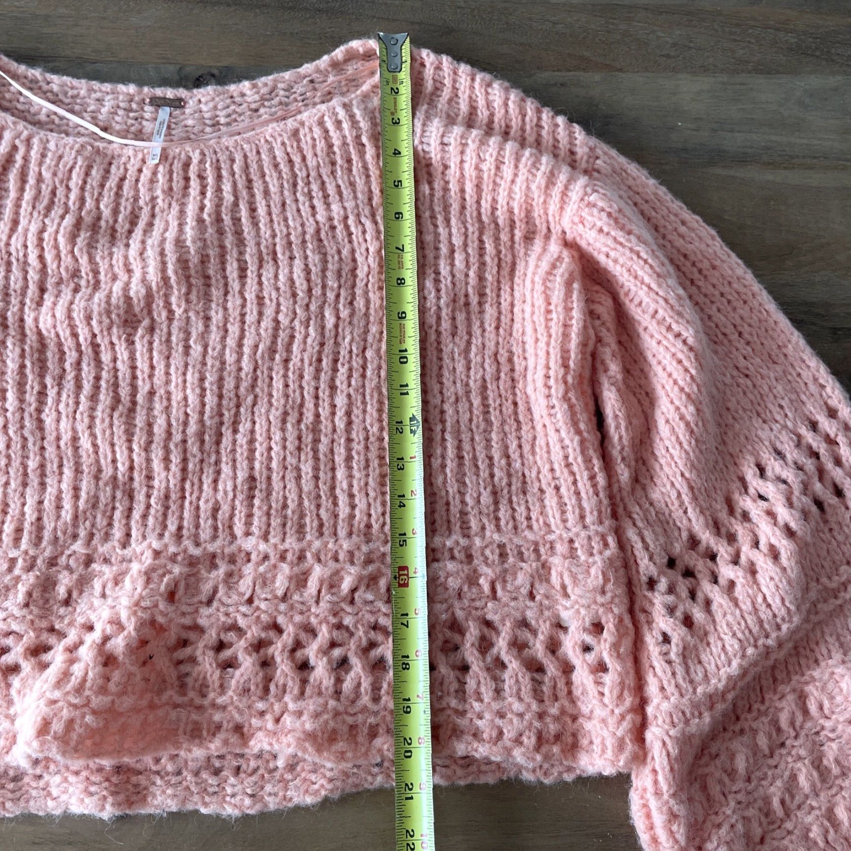 Free People Free People Alpaca Crochet Sweater Womens L Peach Balloon Sleeve Knit Pullover Boho Classic Size L / US 10 / IT 46 - 6 Thumbnail