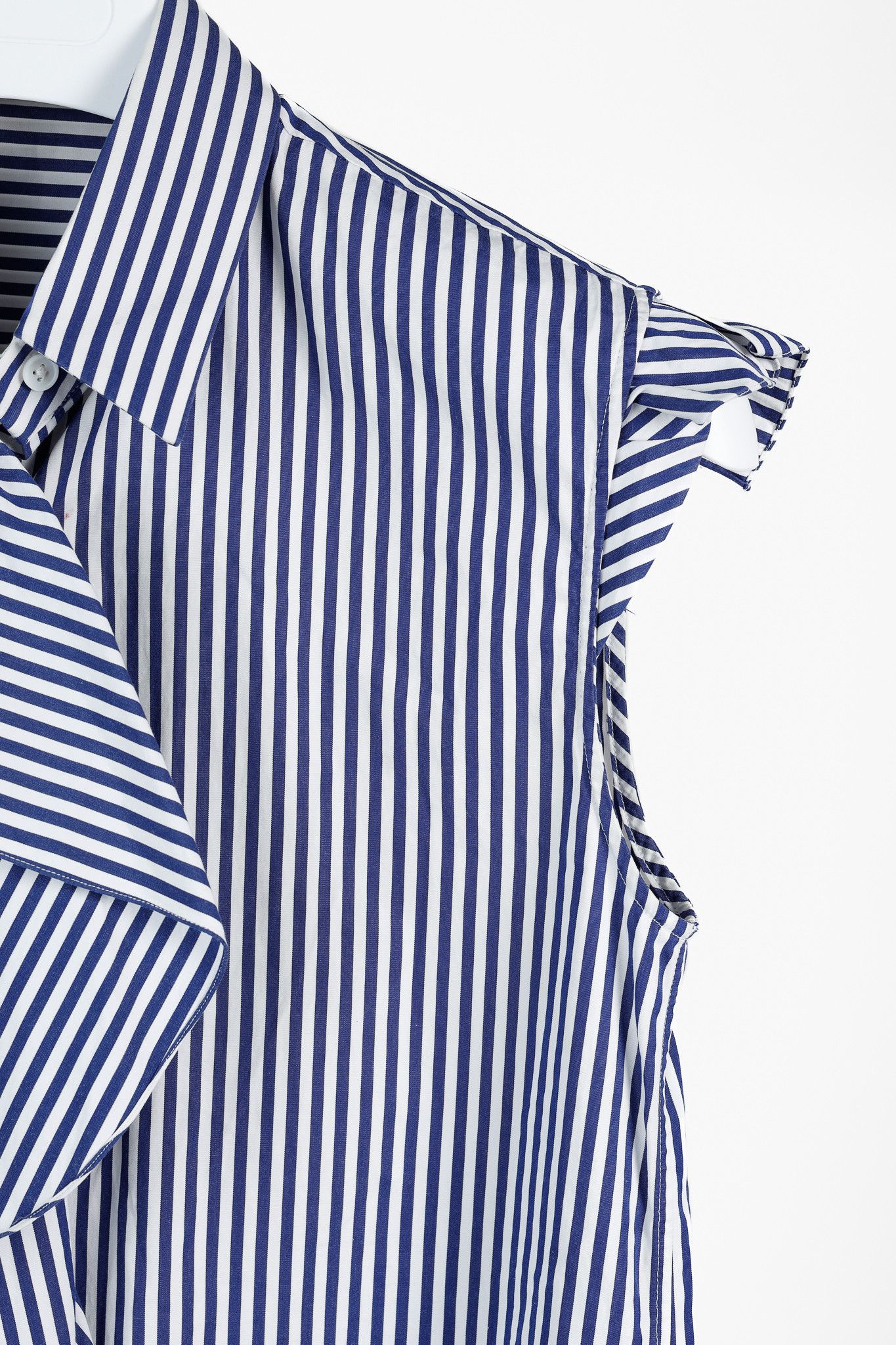 Jil Sander Jil Sander Aghata Dark Blue Cotton Striped Drape Blouse Size S / US 4 / IT 40 - 5 Thumbnail