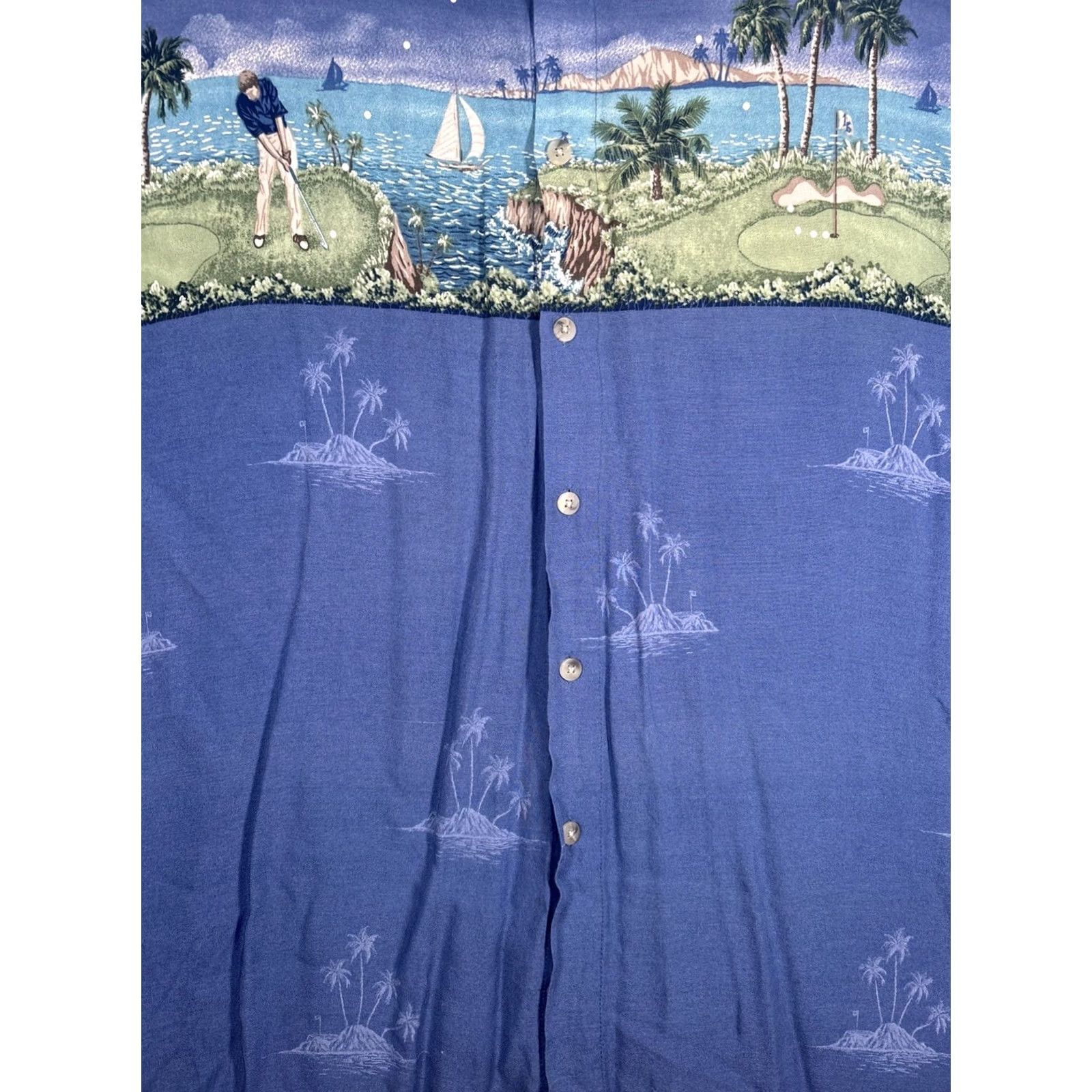 Vintage Campia Moda Campia Golf Print Hawaiian Palm Tree Button Up Shirt XS? XL Size US 36 / EU 52 - 6 Thumbnail