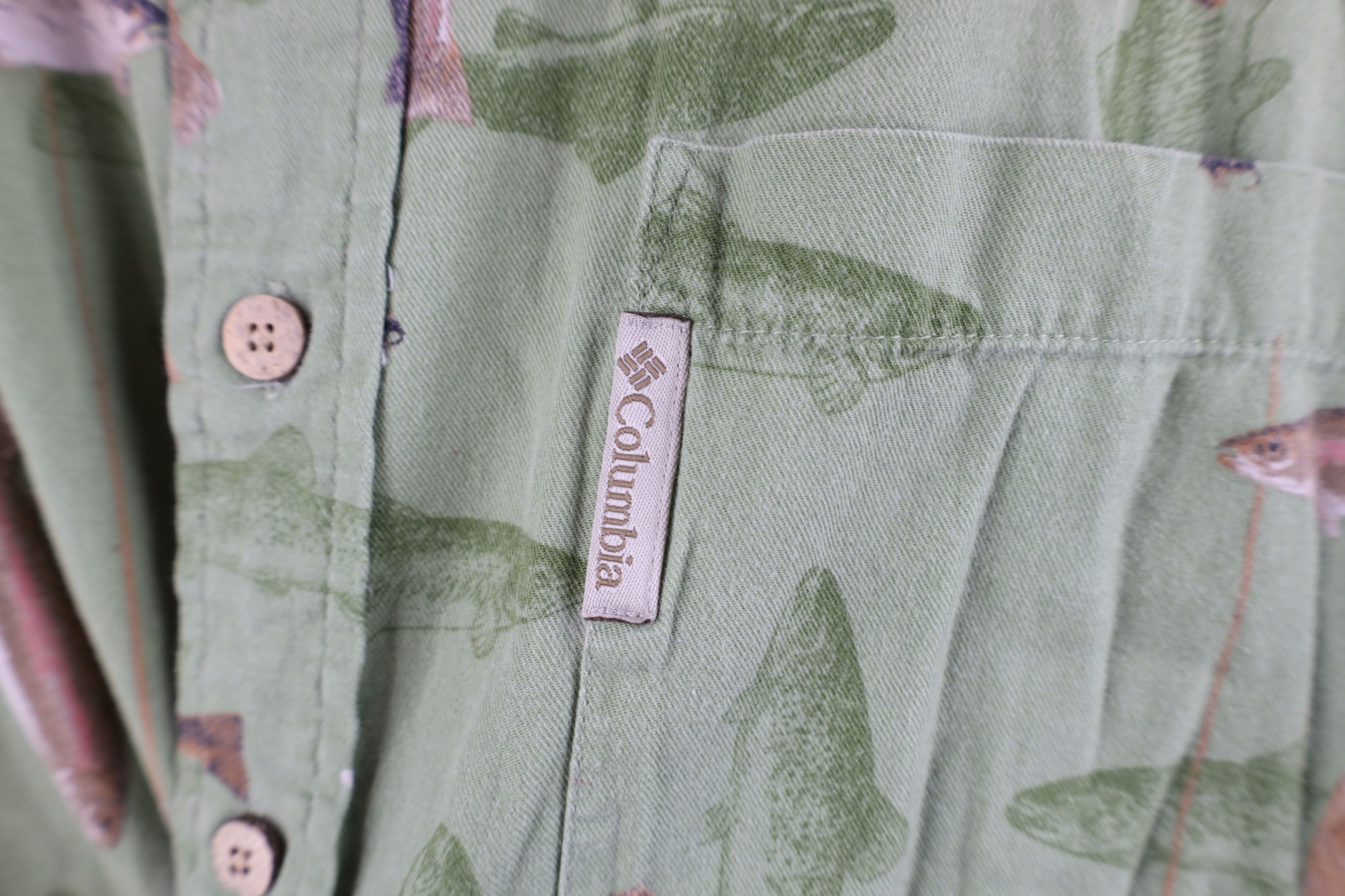 Columbia × Vintage Vintage Columbia Fishing Print Short Sleeve Button Shirt Size US L / EU 52-54 / 3 - 4 Thumbnail