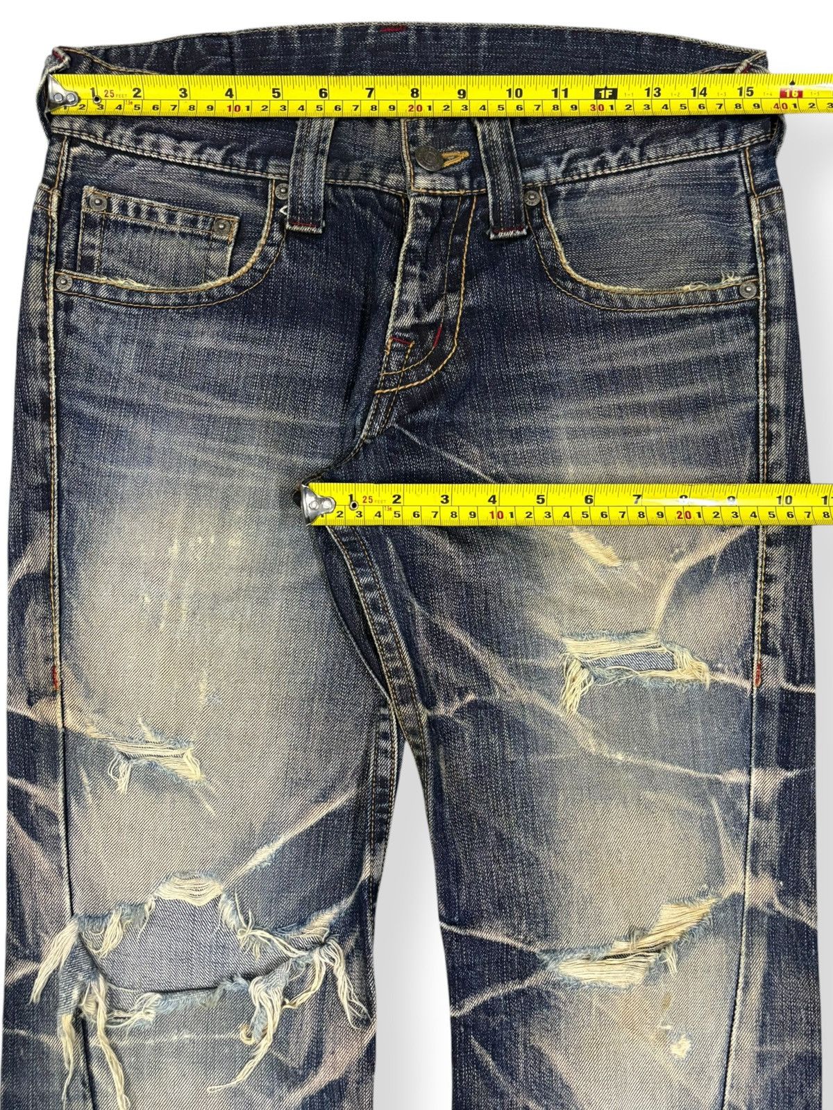 Tornado Mart Vintage Tornado Mart Mud Wash Spiral Flare Distressed Jeans Size US 31 - 15 Thumbnail