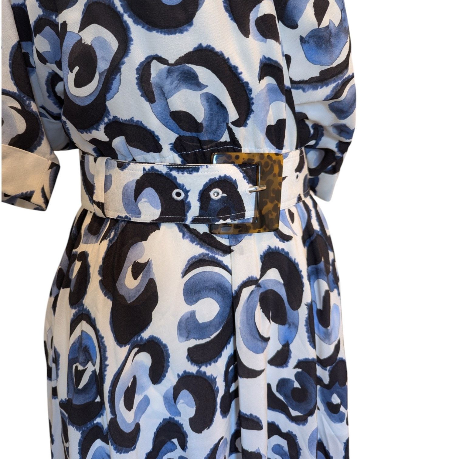 Other Lafayette 148 New York Silk Blue Leopard Belted Dress XS Size XS / US 0-2 / IT 36-38 - 3 Thumbnail
