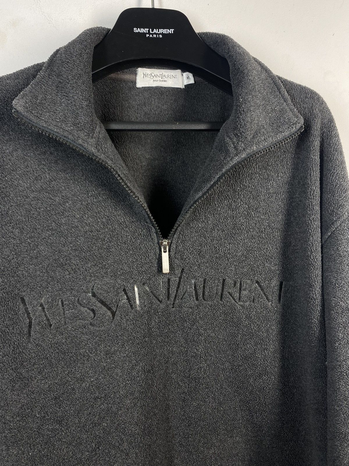 Vintage × Yves Saint Laurent 90s Black YSL Sweatshirt 1/4 Zip YSL
