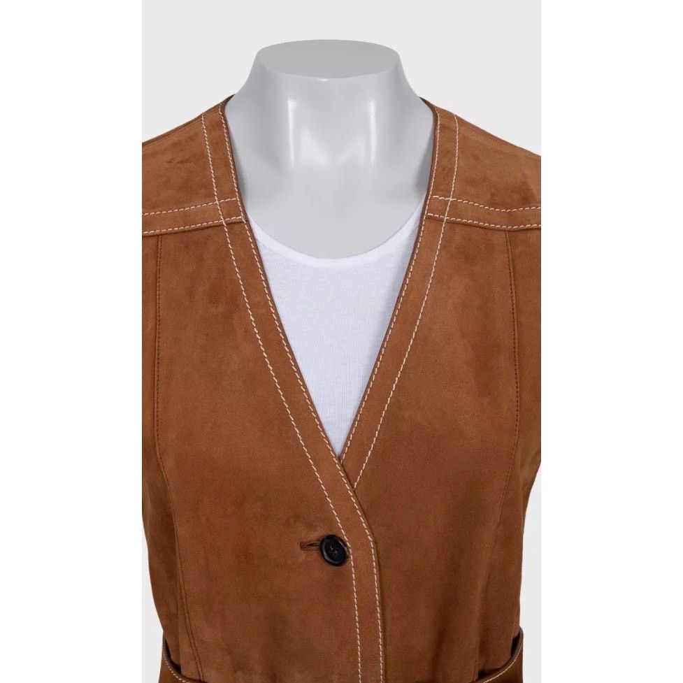 Prada Prada Brown Lambskin Long Vest with Belt - IT40 / S Size S / US 4 / IT 40 - 4 Thumbnail