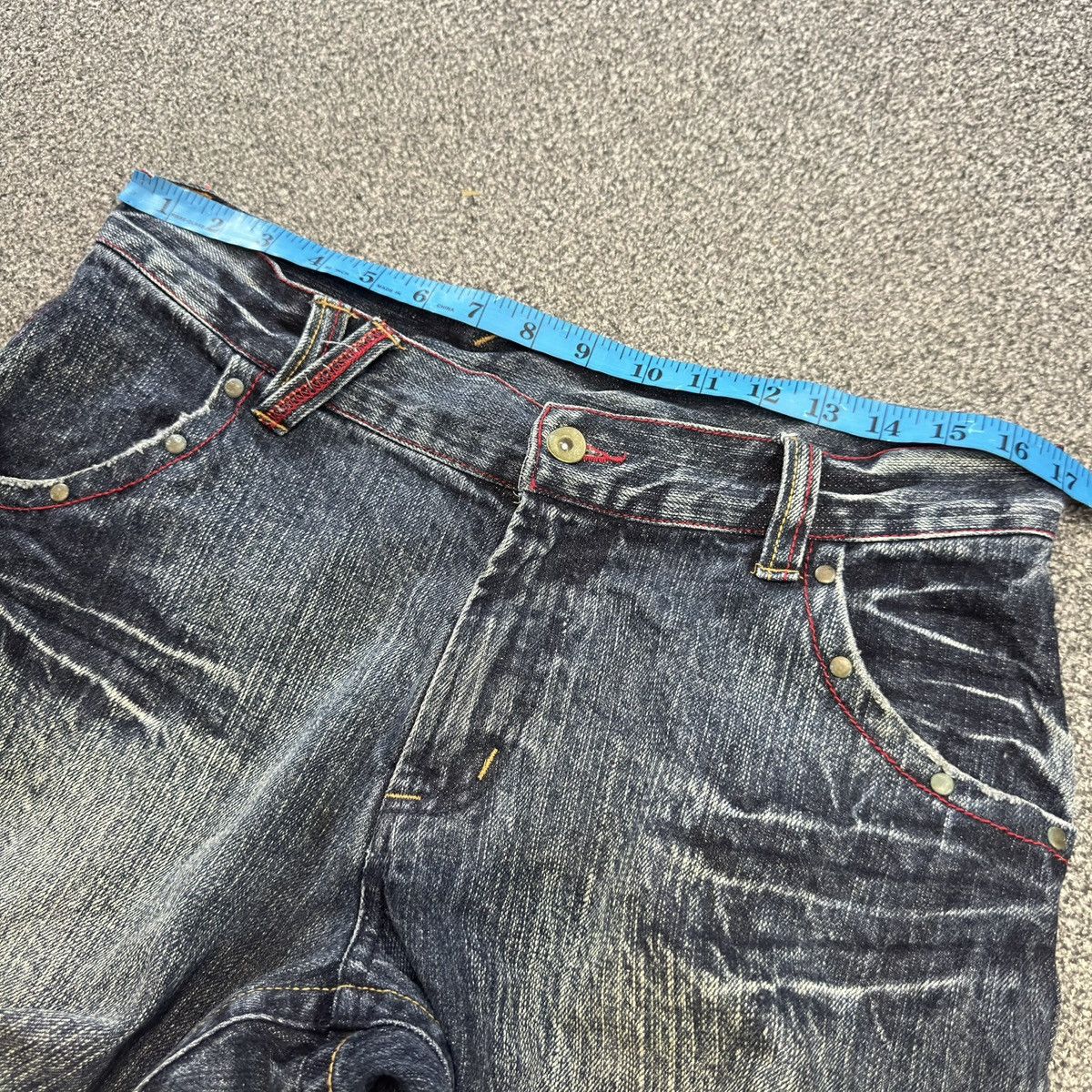 If Six Was Nine Vintage 90s Japanese Whisker Distressed Iron Denim Size US 34 / EU 50 - 16 Thumbnail