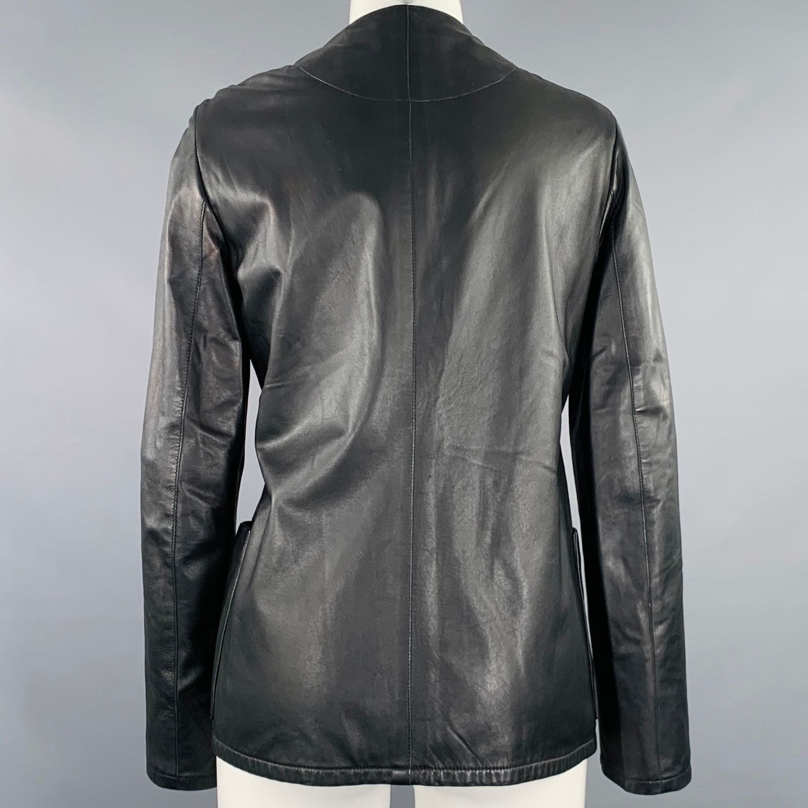 Akris AKRIS Size 4 Black Wool Lambskin Leather Snaps Jacket Size S / US 4 / IT 40 - 4 Thumbnail