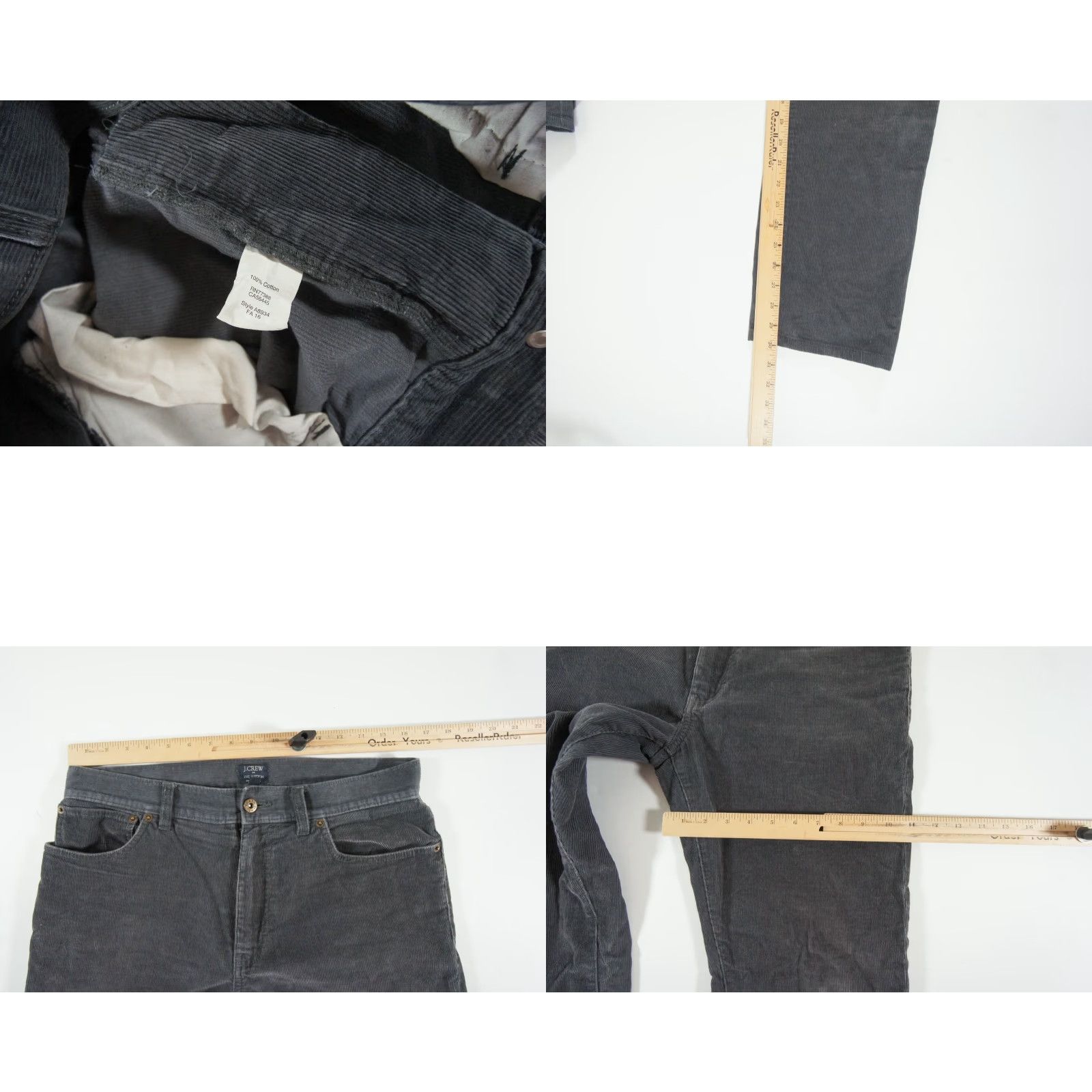 J.Crew J.Crew The Sutton Corduroy Pants Men 31x30 Gray Adult Regular Straight 5-Pocket Denim Chino Workwear Casual Belt Loops Slim Fit Mens Size US 31 - 8 Thumbnail