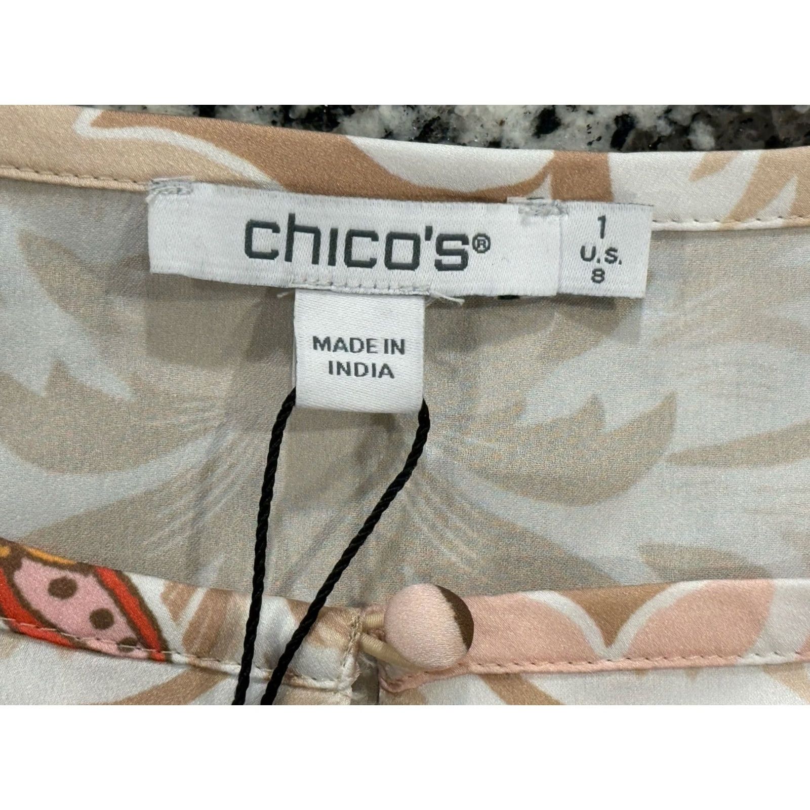 Vintage Chicos Blouse Porcelain Rose Floral Handkerchief Sleeves Size US 8 Women Size M / US 6-8 / IT 42-44 - 2 Thumbnail