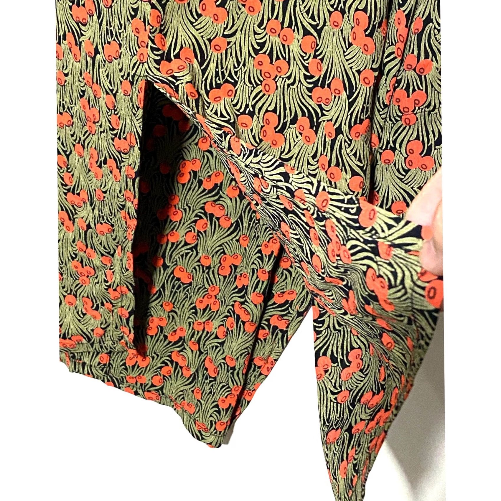 Nique VTG Loco Lindo Cherry Rayon Tunic Button-Up Women S 3/4 Sleeve Geometric Boho 90s Size S / US 4 / IT 40 - 5 Thumbnail