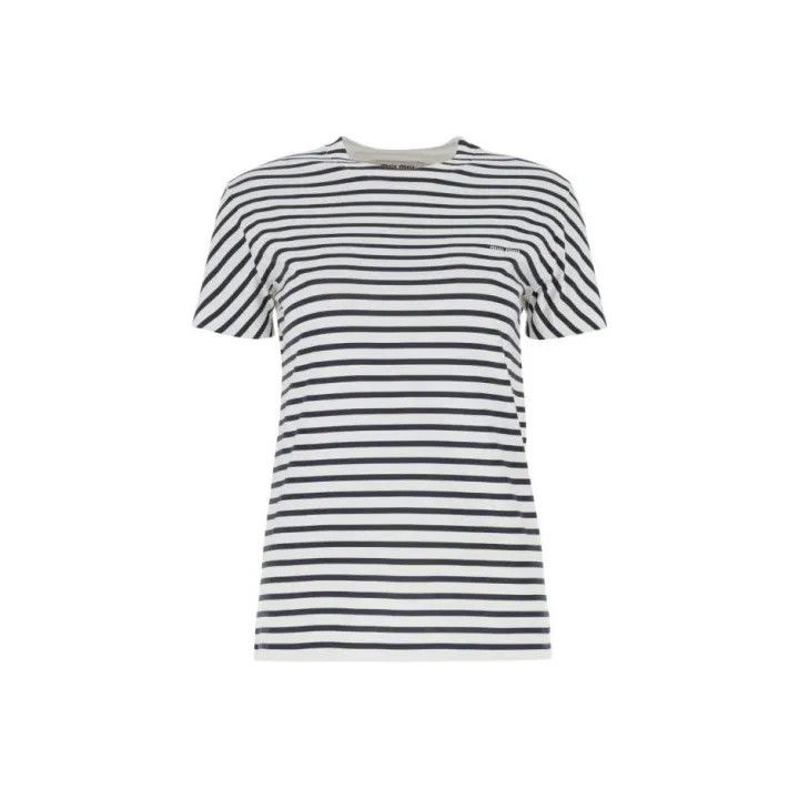 Miu Miu Miu Miu SS23 Striped Short Sleeve T-Shirt 0079 Size XS / US 0-2 / IT 36-38 - 1 Thumbnail