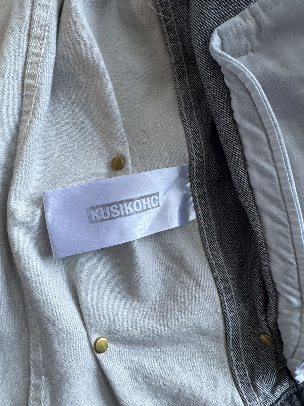 Kusikohc KUSIKOHC gray and white paneled rivet denim jacket Size US L / EU 52-54 / 3 - 7 Thumbnail