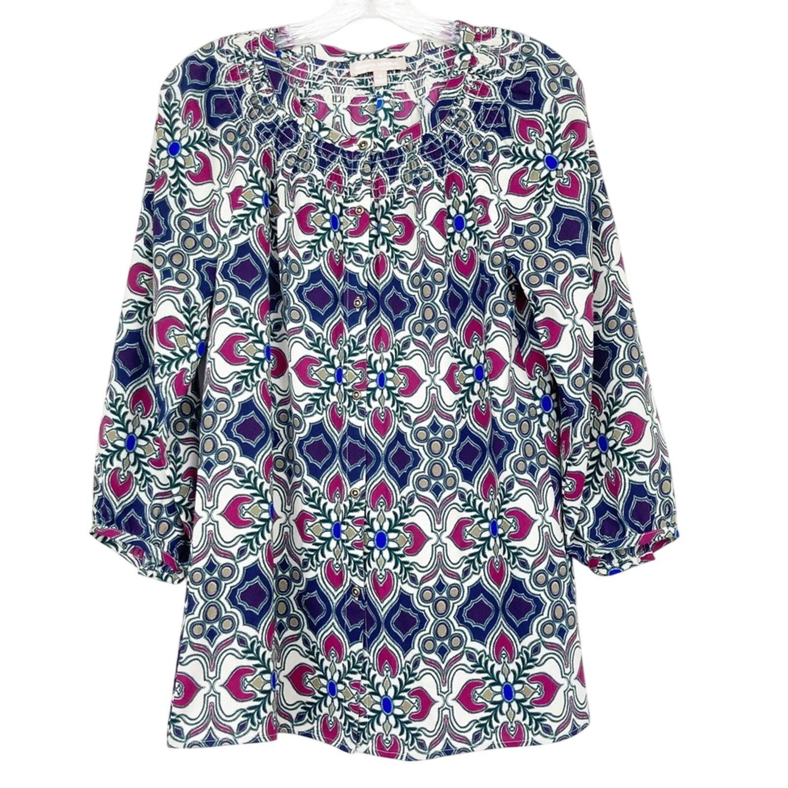 Banana Republic Banana Republic Multicolor Printed Blouse Sz S Size S / US 4 / IT 40 - 1 Thumbnail