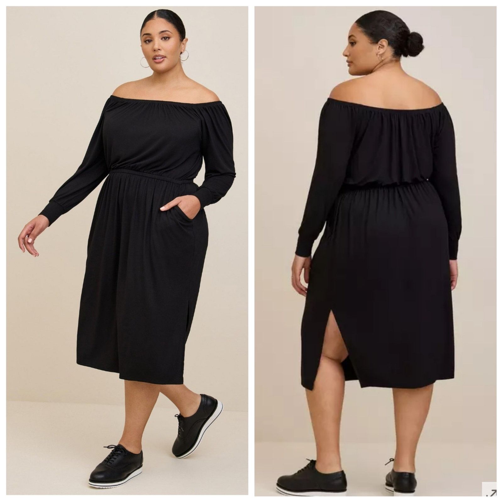 Torrid Torrid black midi supersoft slit dress sz 6/6X Size 4XL / US 24-26 - 1 Thumbnail