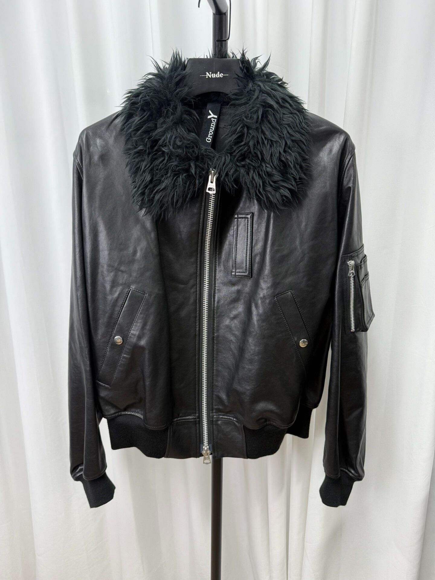 Yohji Yamamoto black shearling collar leather jacket Size US L / EU 52-54 / 3 - 1 Thumbnail