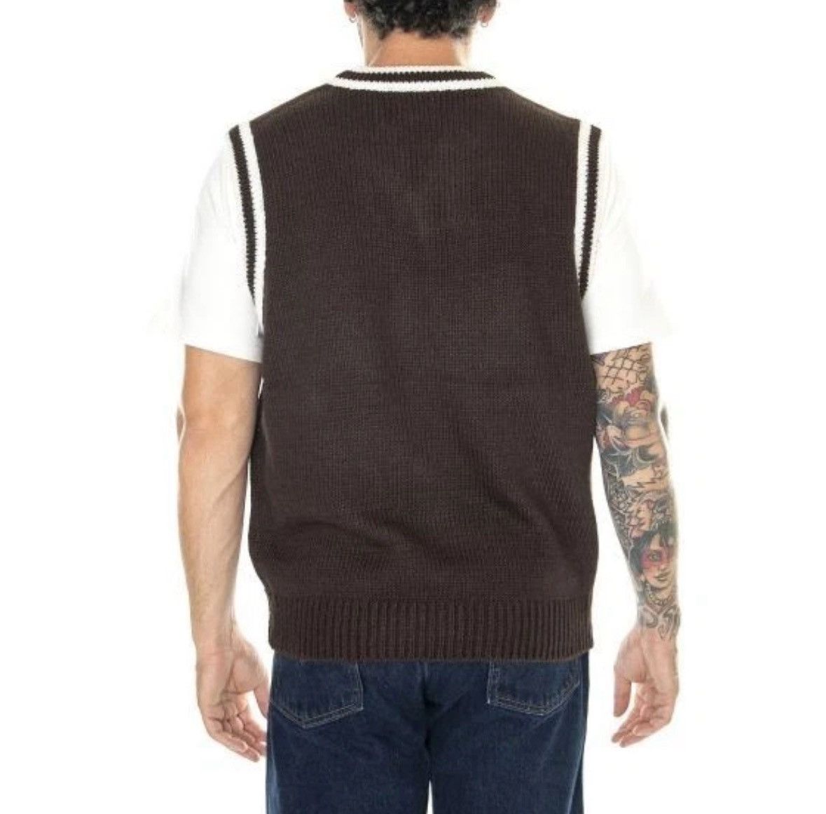 Obey Obey Wool Blend Alden Sweater Vest In Brown W/ Contrast Trim Size US M / EU 48-50 / 2 - 2 Thumbnail