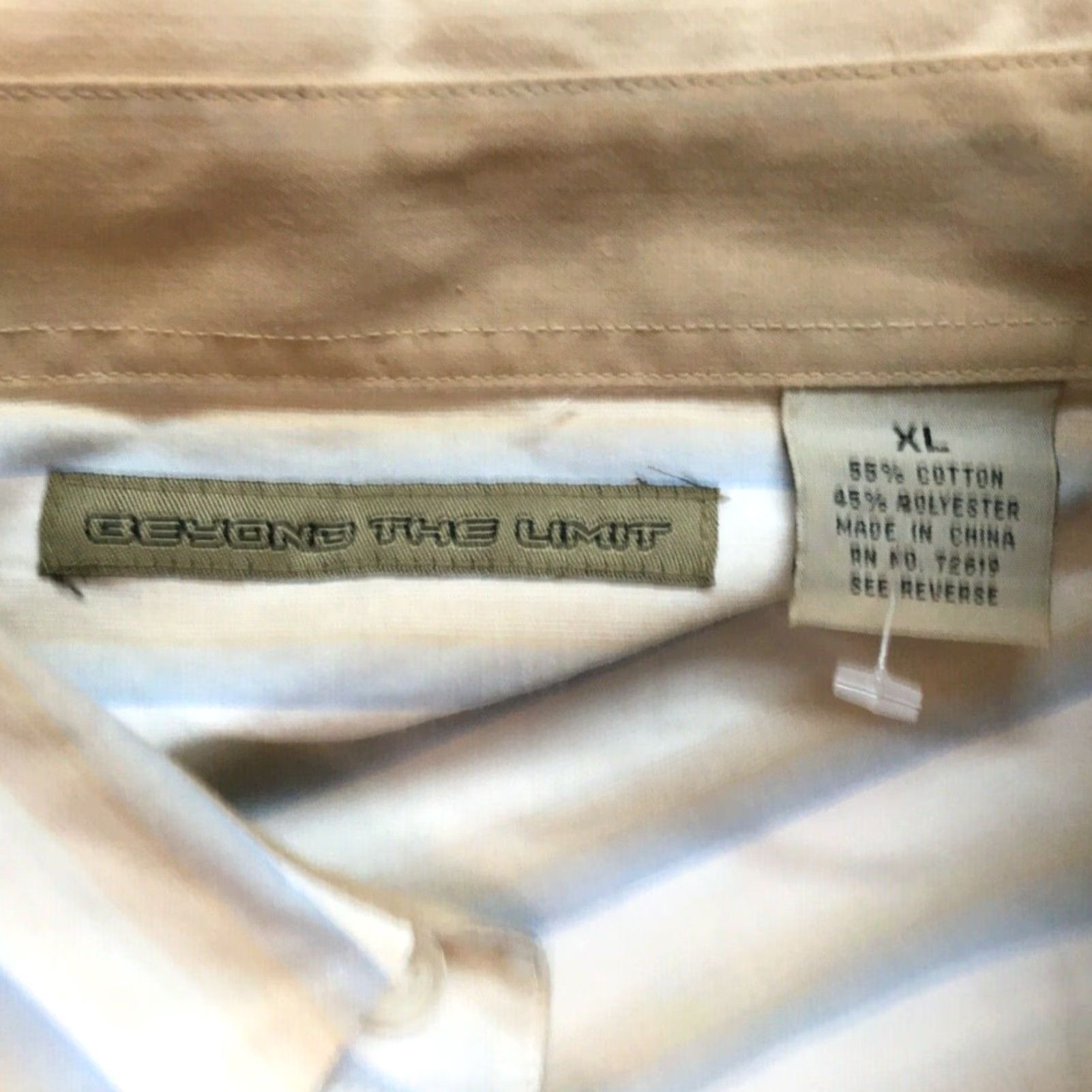 Vintage Beyond The Limit Mens Shirt XL White Gray Striped Collared Long Sleeve Button-Up Casual Size US XL / EU 56 / 4 - 3 Thumbnail