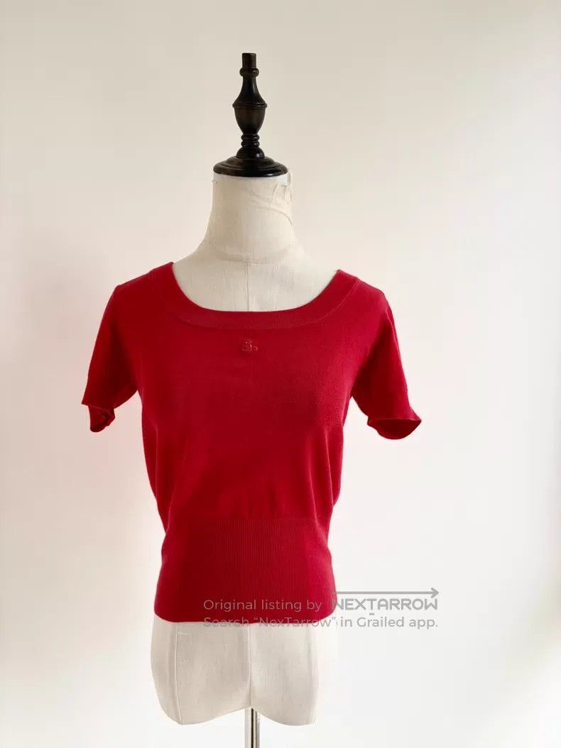 Vivienne Westwood Vivienne Westwood Bright Red Short Sleeve Knit Sweater Size L / US 10 / IT 46 - 2 Thumbnail