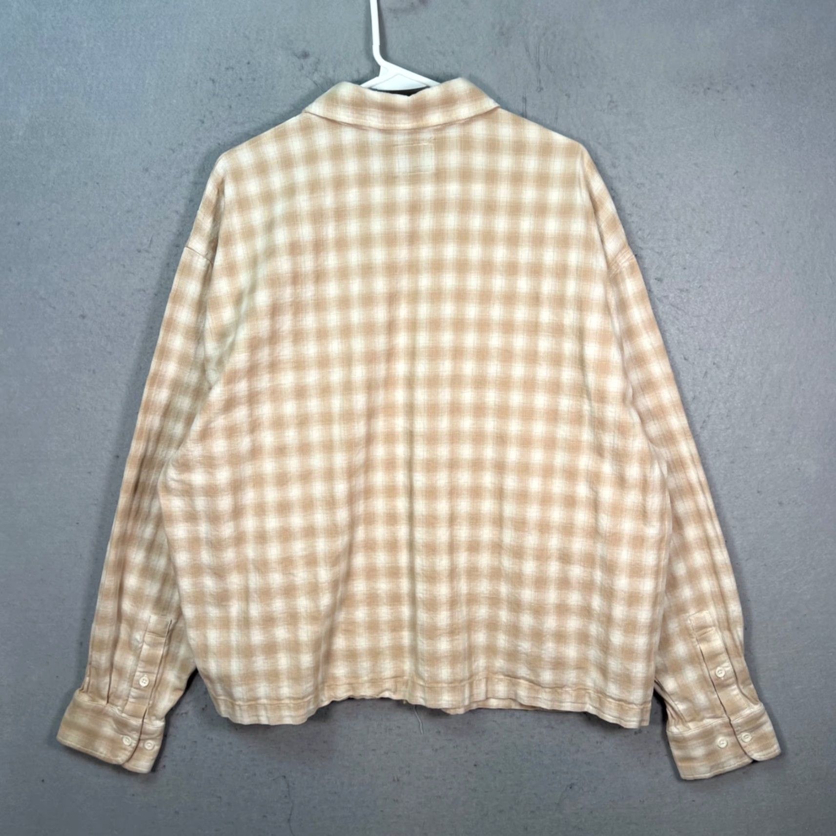 Pacsun PacSun Beige & White Plaid Cotton Button-Up Shirt Mens XL Size Size US XL / EU 56 / 4 - 2 Thumbnail