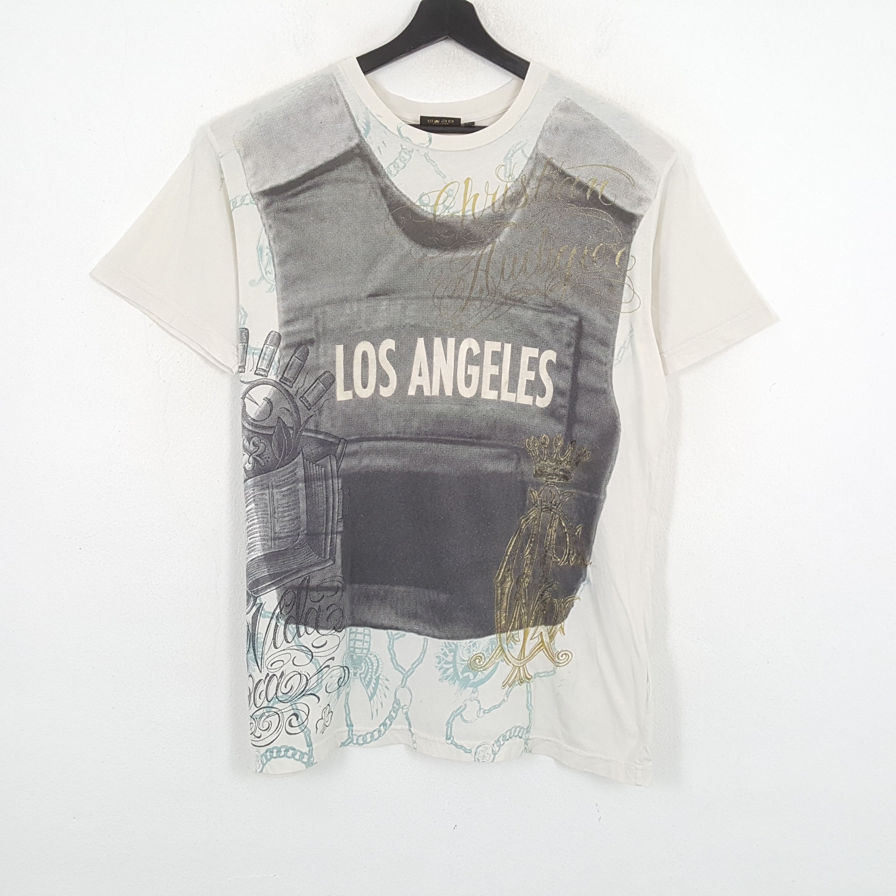 Christian Audigier × Vintage CHRISTIAN AUDIGIER Los Angeles Full Print Design Tshirt Size US L / EU 52-54 / 3 - 3 Thumbnail