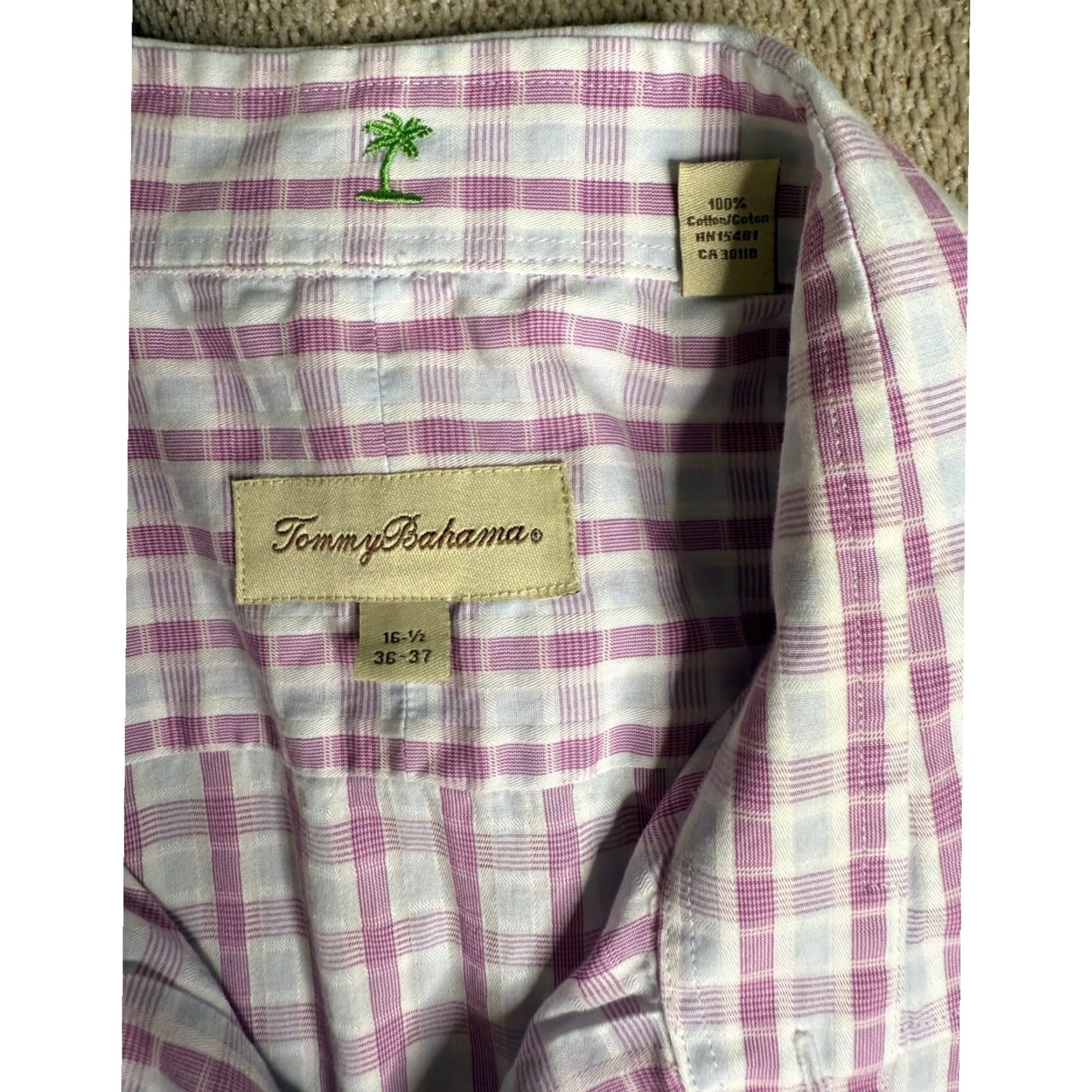 Tommy Bahama Tommy Bahama Dress Shirt Mens 16.5 36/37 Purple Plaid Long Sleeve Button-Down Size 46R - 2 Thumbnail