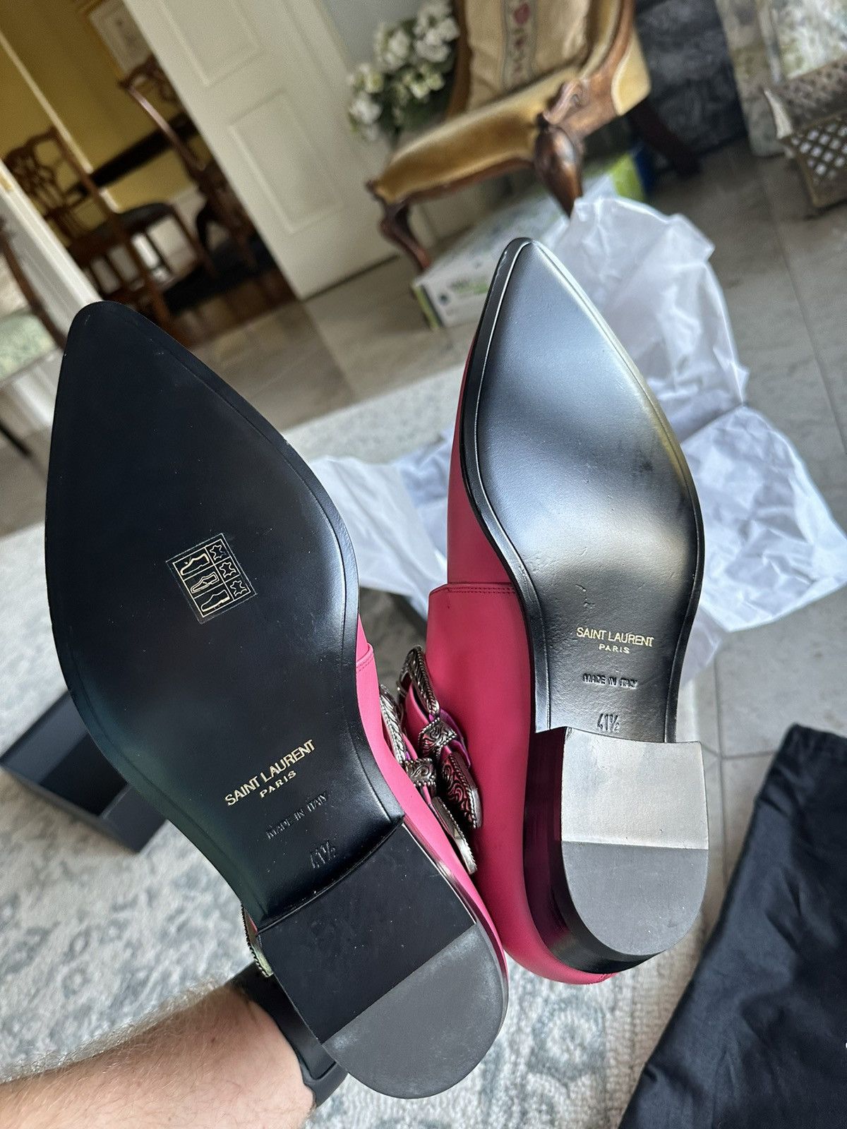 Saint Laurent Paris Grail SS14 Saint Laurent Duckies Pink double buckle Hedi Size US 8.5 / EU 41-42 - 19 Thumbnail