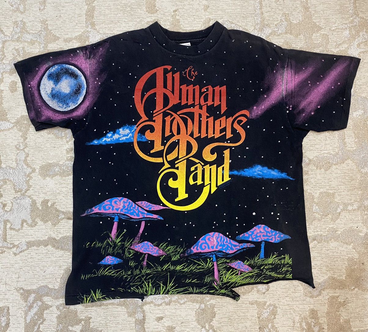 image of Band Tees x Rock Band Aop 1993 The Allman Brothers Band Distress in Black, Men's (Size XL)