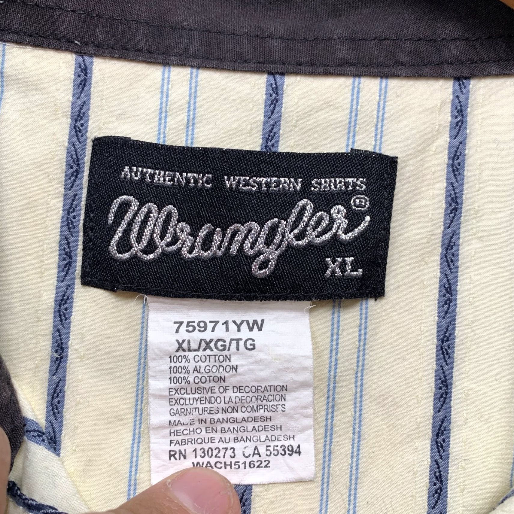 Wrangler VINTAGE Wrangler Snap Shirt Mens XL Beige Striped Western Cowboy Long Sleeve Size US XL / EU 56 / 4 - 5 Thumbnail
