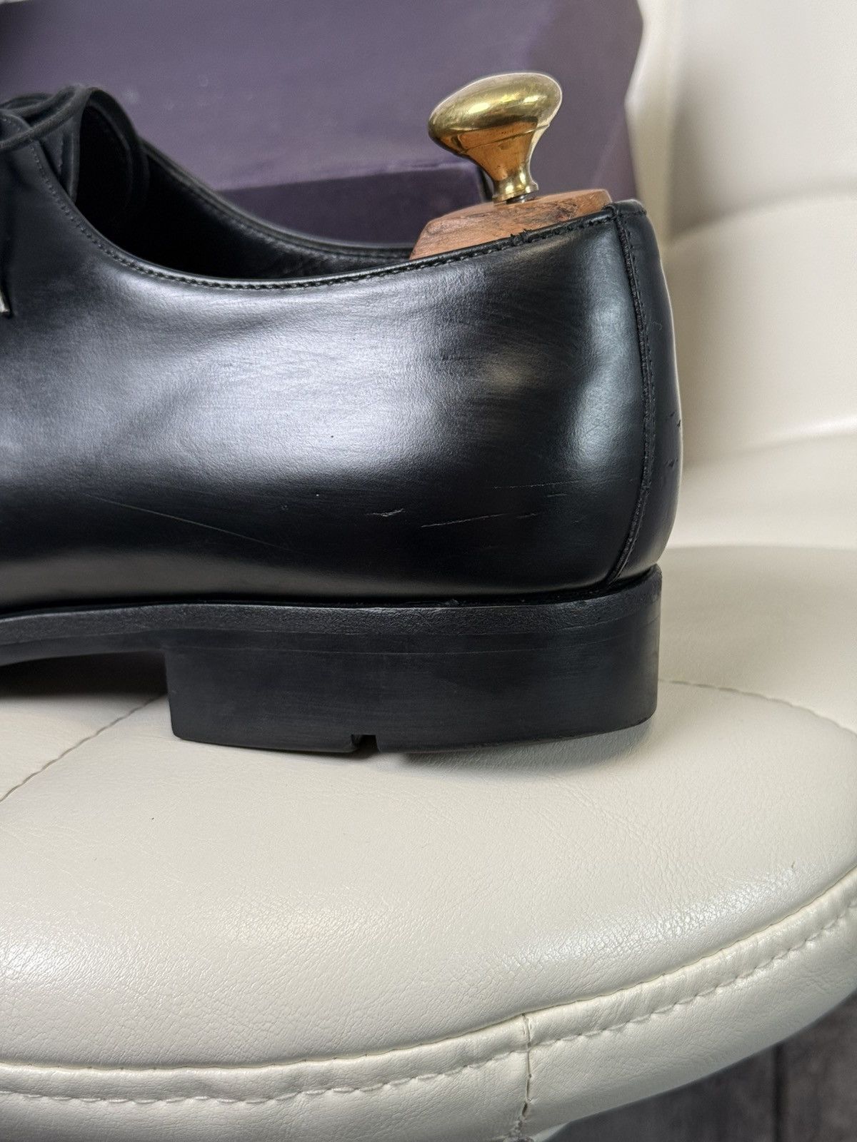 Prada Prada Black Leather Apron Toe Derby Men’s Dress Shoes Italy Size US 11 / EU 44 - 5 Thumbnail