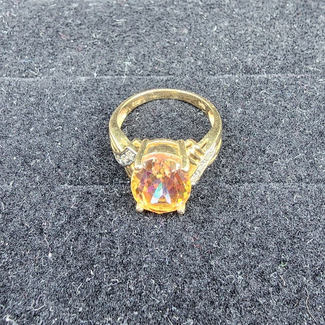 Vintage Vintage Fire Mystic Topaz Diamond 14k YG Cocktail Ring Size ONE SIZE - 7 Thumbnail