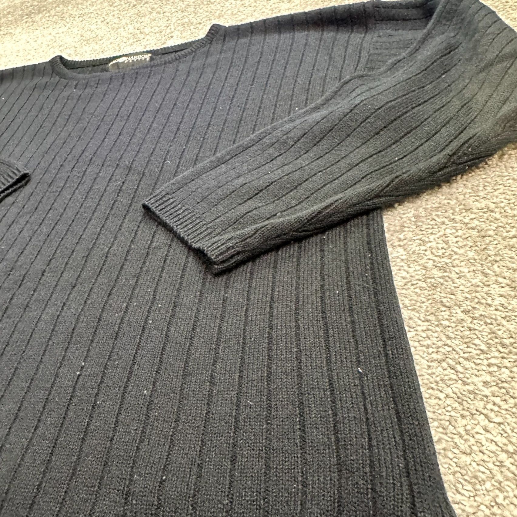 Vintage Sag Harbor Pullover Sweater Women Petite Large Solid Black Ribbed Knit Crew Neck Adult Pets Size: PL Black Classic Knit Sweater Womens Size L / US 10 / IT 46 - 4 Thumbnail