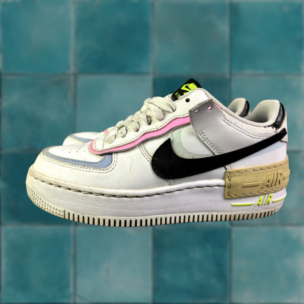 Nike Nike Air Force 1 Shadow Women Sneakers White Pink Blue Neon FJ0735-100 Size 6 US 6 Platform Leather Logo Cushioned Casual Sneakers Size US 4 / IT 34 - 1 Thumbnail