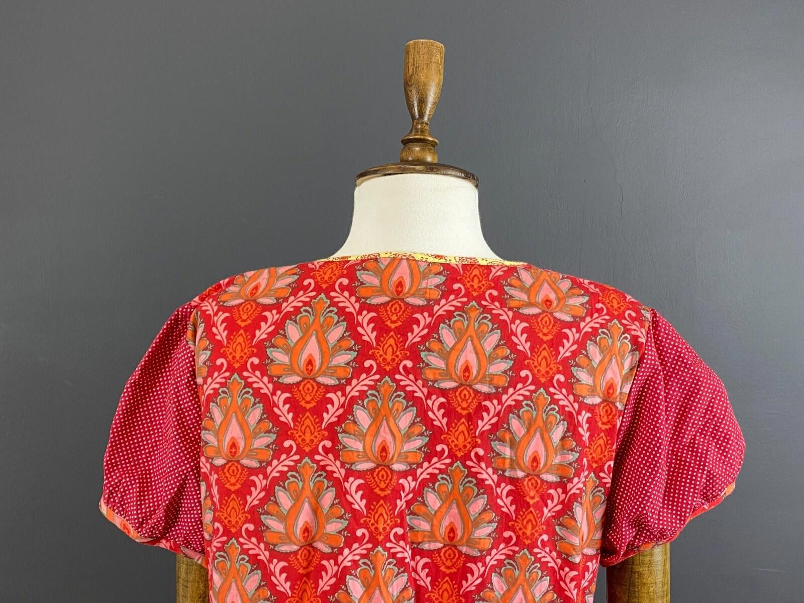 Designer Deerberg by Oska Red Floral Blouson Midi Dress Size M Size M / US 6-8 / IT 42-44 - 8 Thumbnail
