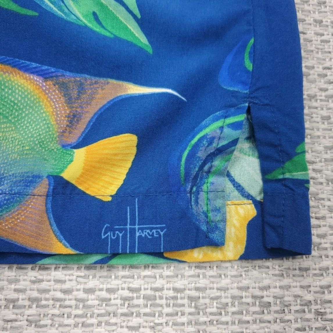 Guy Harvey VINTAGE Guy Harvey Shirt Mens Large Aftco Bluewater Hawaiian Short Sleeve Button Up USA Size US L / EU 52-54 / 3 - 6 Thumbnail