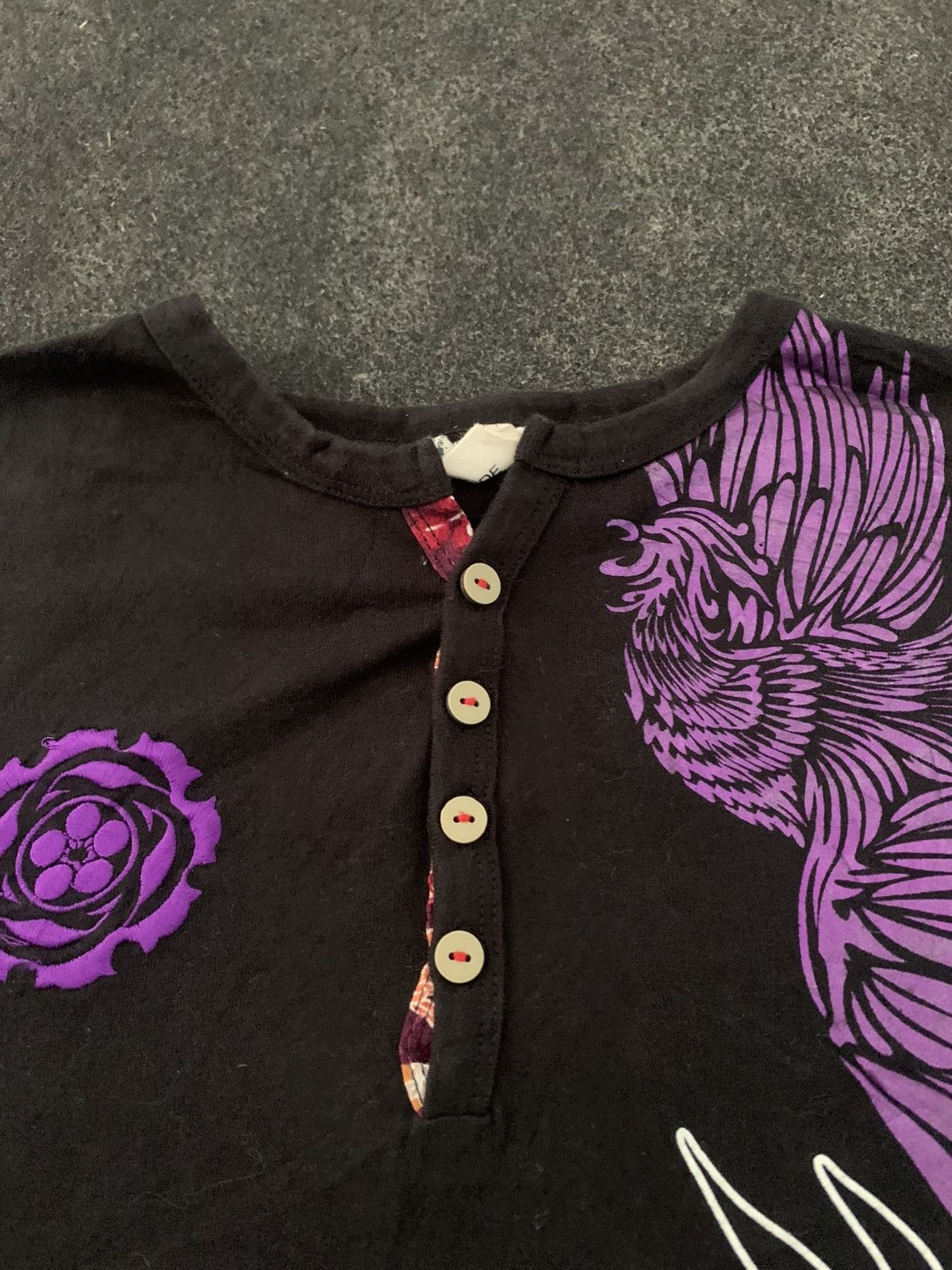 Japanese Brand Y2k Japanese Style Phoenix/Hō-ō Graphic Henley T-Shirt Size US L / EU 52-54 / 3 - 5 Thumbnail