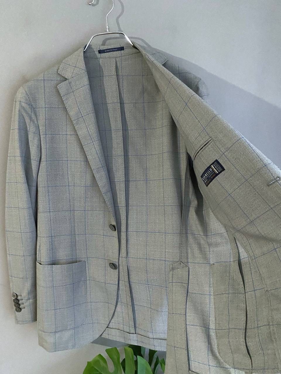 Boggi Boggi Milano 120's Wool Gray/Blue Сhecked Men's Blazer, 46R Size 46R - 20 Thumbnail
