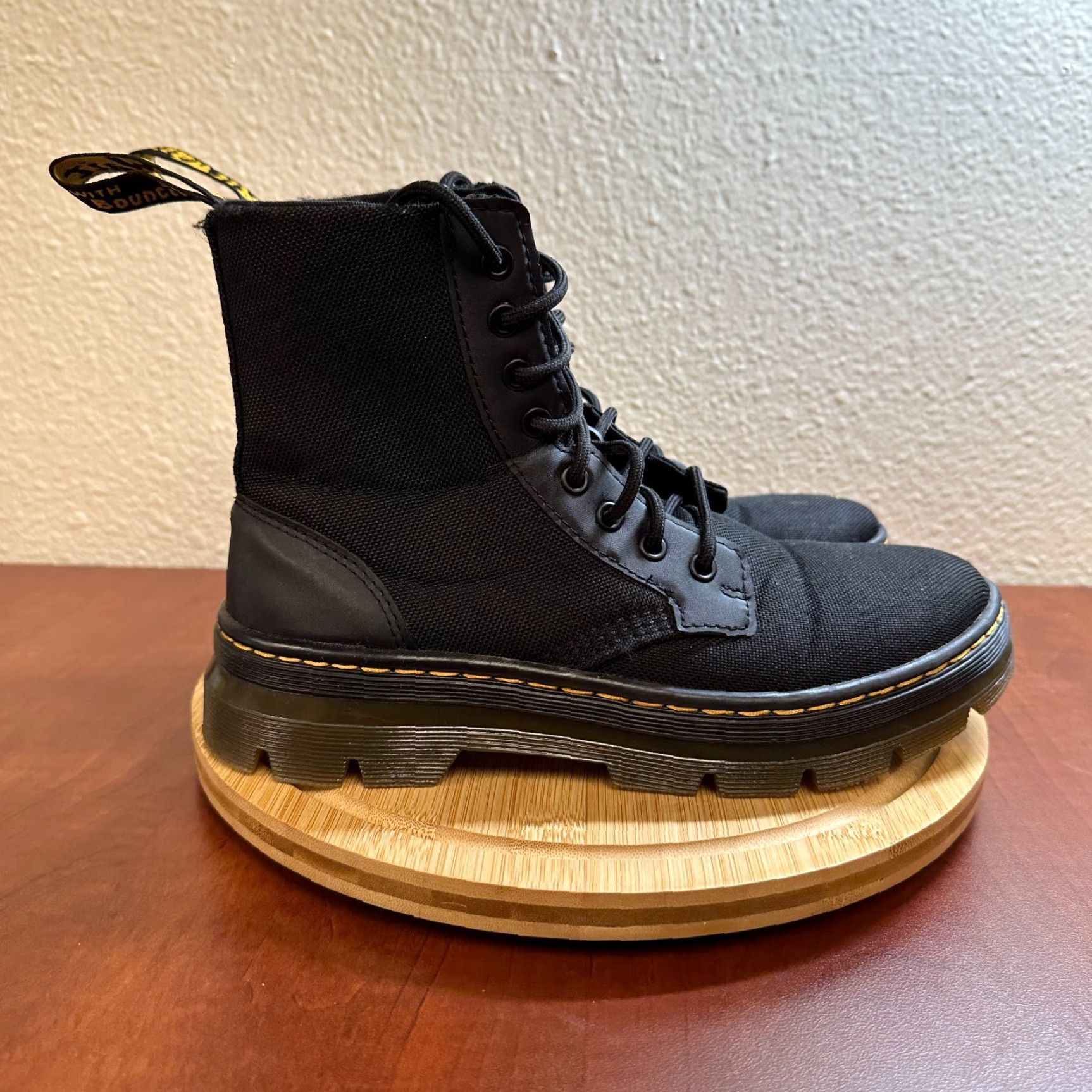 Dr. Martens Dr. Martens Boots Women 9 Black Nylon Canvas Lace Up Combat Opium Casual Travel 9 US Mens Womens Boys Girls Size US 7 / IT 37 - 6 Thumbnail