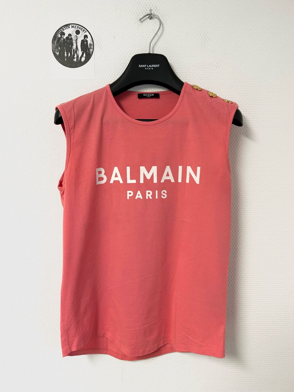 Balmain 2021 Pink Logo Tanktop Size US S / EU 44-46 / 1 - 1 Thumbnail