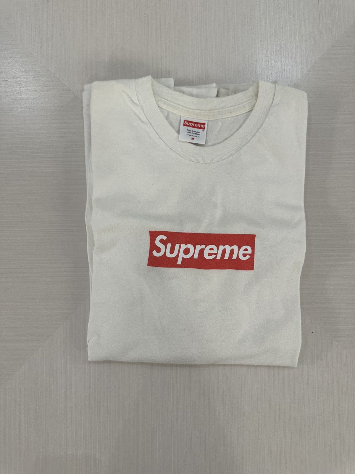 Supreme Supreme box logo l s white medium used fw20 Grailed