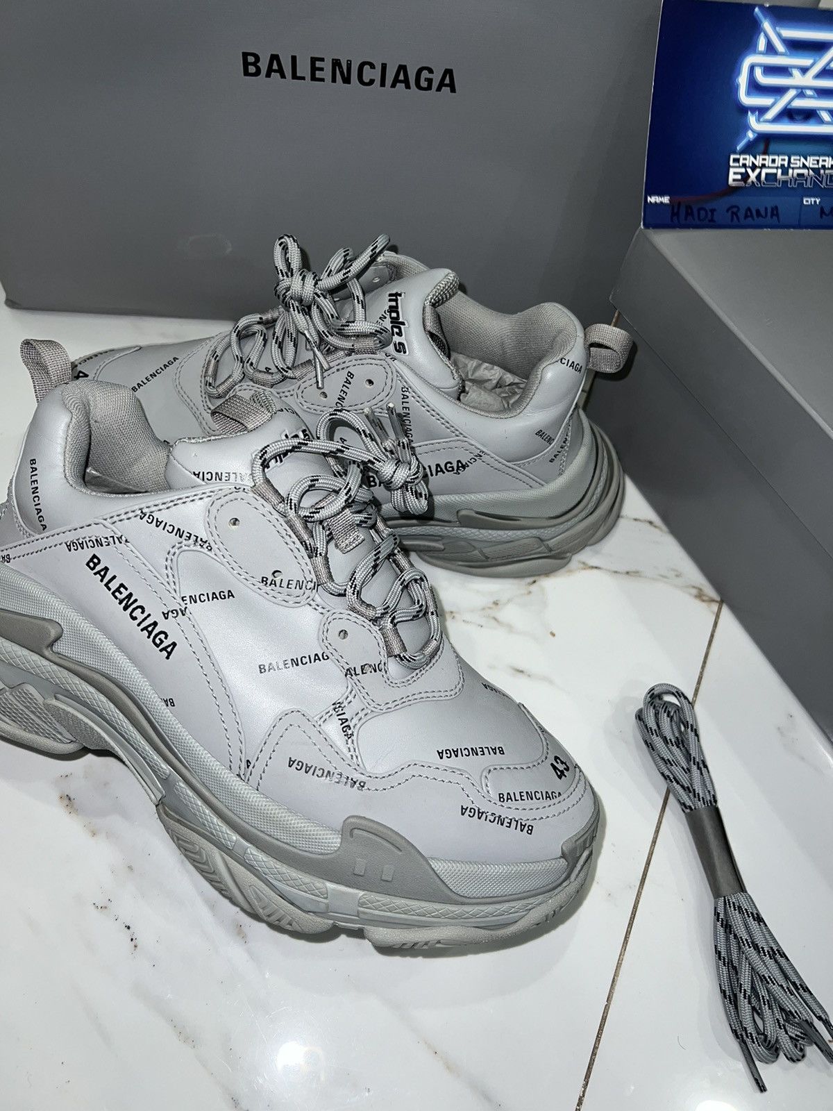 Balenciaga Balenciaga Triple S Allover Logo Gray Size US 10 / EU 43 - 4 Thumbnail