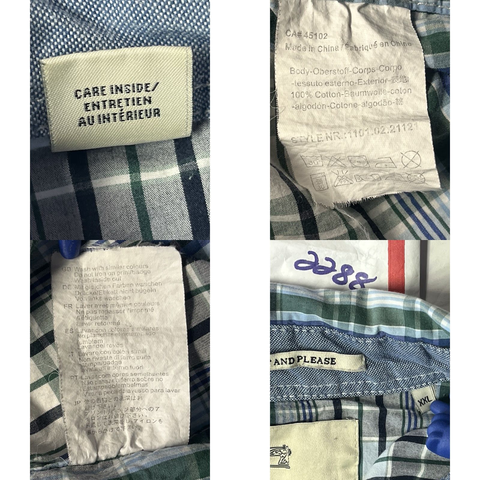 Scotch & Soda Scotch & Soda Shirt 3/4 Sleeve Button-Up Check Blue White 2XL Men Collared Pearl Snap Sleeve Size US XXL / EU 58 / 5 - 8 Thumbnail