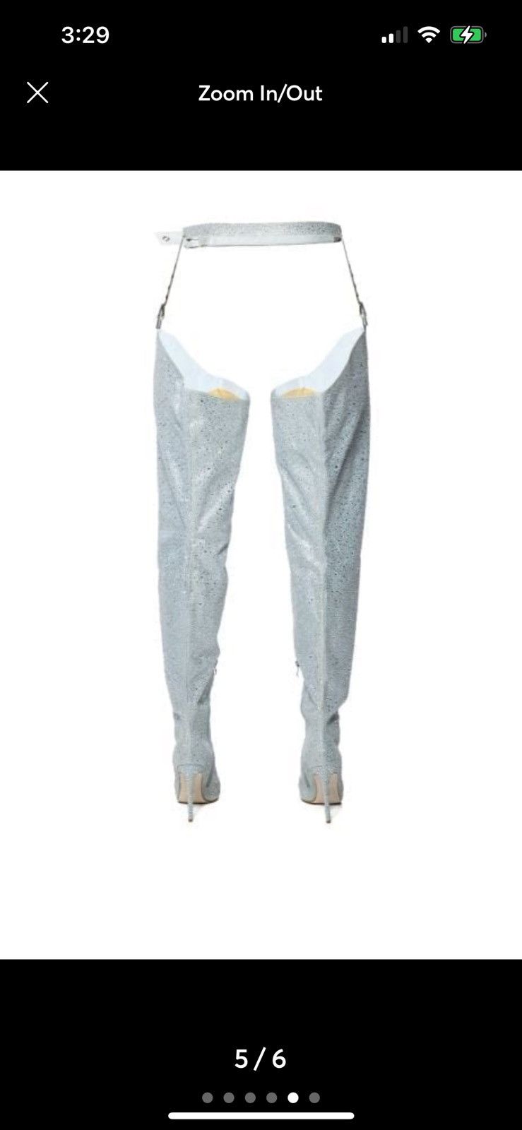Other Denim Thigh High Rhinestone Chaps Style Boots Size US 10 / IT 40 - 3 Thumbnail